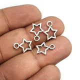 30 PIECES PACK' 11x9 MM APPROX STAR CHARMS SILVER OXIDIZED