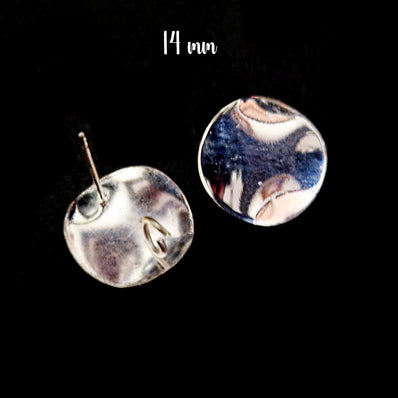 2 PAIRS PACK' 14 MM APPROX Tops Minimalist Simple Silver Ear Studs