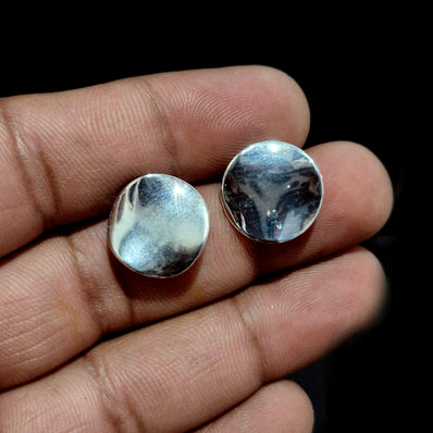 2 PAIRS PACK' 14 MM APPROX Tops Minimalist Simple Silver Ear Studs