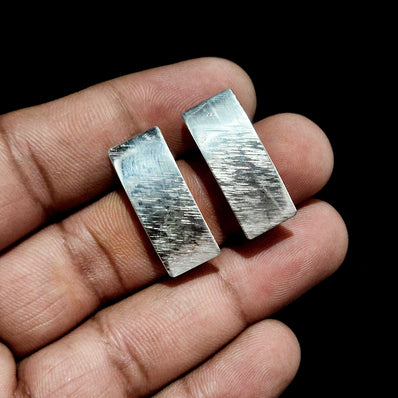2 PAIRS PACK' 24x10 MM APPROX Tops Minimalist Simple Silver Ear Studs