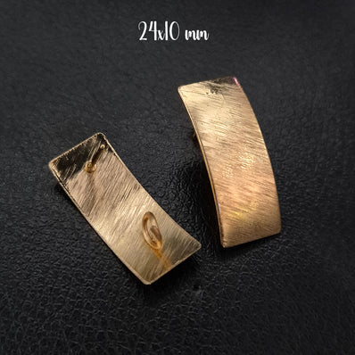 2 PAIRS PACK, 24x10 MM APPROX 14k Solid Gold Plated Dainty Stud Earrings