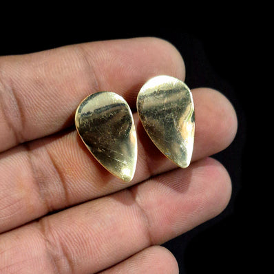 2 PAIRS PACK, 21x12 MM APPROX 14k Solid Gold Plated Dainty Stud Earrings