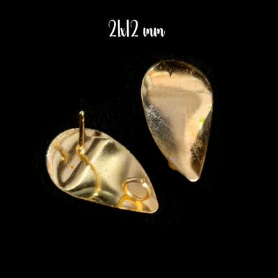 2 PAIRS PACK, 21x12 MM APPROX 14k Solid Gold Plated Dainty Stud Earrings