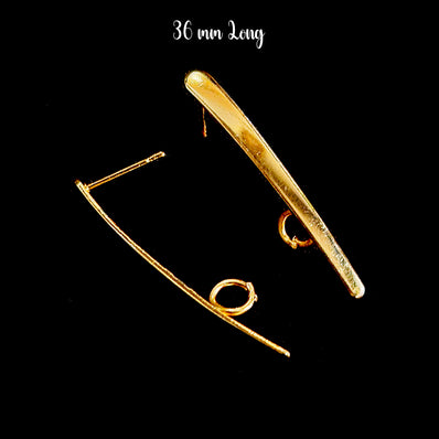 2 PAIRS PACK, 36 MM APPROX 14k Solid Gold Plated Dainty Stud Earrings