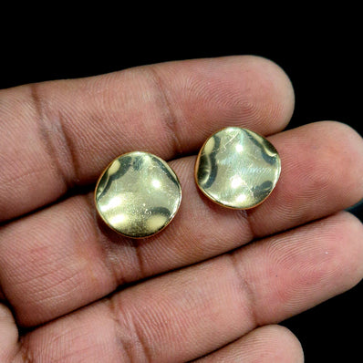 2 PAIRS PACK, 14 MM APPROX 14k Solid Gold Plated Dainty Stud Earrings