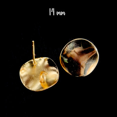 2 PAIRS PACK, 14 MM APPROX 14k Solid Gold Plated Dainty Stud Earrings