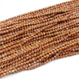 AAA Quality Natural Sunstone Faceted Round Beads 2-2.5mm | 185-186 Beads Per String | Genuine Gemstone