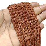 AAA Quality Natural Sunstone Faceted Round Beads 2-2.5mm | 185-186 Beads Per String | Genuine Gemstone