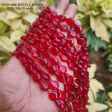 SUPER QUALITY' PERFUME BOTTLE SHAPED' 12x15 MM FIRE POLISHED GLASS BEADS' APPROX 23-24 BEADS SOLD BY PER LINE PACK