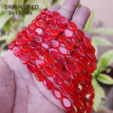 SUPER QUALITY' 9X11 MM DROP FLAT SHAPED' SMOOTH GLASS BEADS' APPROX 27-28 BEADS SOLD BY PER LINE PACK