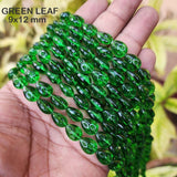 SUPER QUALITY' 9x12 MM LEAF SHAPED' GLASS BEADS' APPROX 32-33 BEADS SOLD BY PER LINE PACK