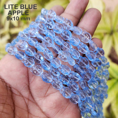 SUPER QUALITY' 9x10 MM APPLE SHAPED' GLASS BEADS' APPROX 33-34 BEADS SOLD BY PER LINE PACK