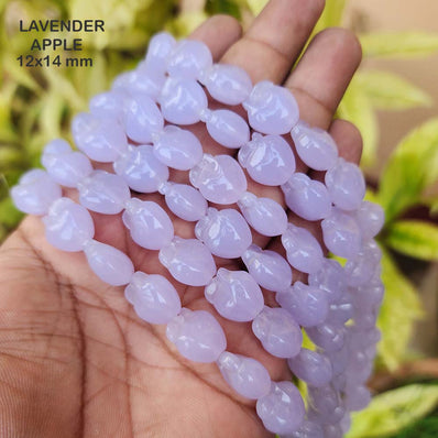 SUPER QUALITY' 12x14 MM APPLE SHAPED' GLASS BEADS' APPROX 22-23 BEADS SOLD BY PER LINE PACK