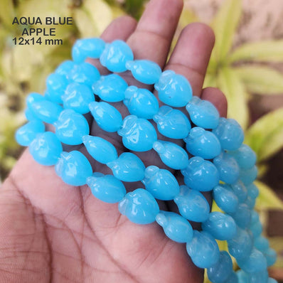 SUPER QUALITY' 12X14 MM APPLE SHAPED' GLASS BEADS' APPROX 22-23 BEADS SOLD BY PER LINE PACK