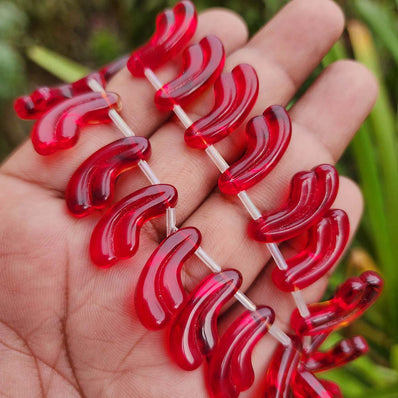 SUPER QUALITY' 23x8MM' ANGEL WINGS GLASS BEADS' APPROX 26-27 BEADS SOLD BY PER LINE PACK