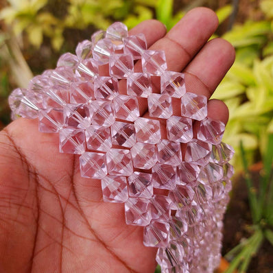 SUPER QUALITY' 12 MM' BICONE GLASS BEADS' APPROX 29-30 BEADS SOLD BY PER LINE PACK