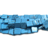 5 String, about 14 inches small string, Synthetic Turquoise Flat square Howlite beads size about 10mm, about 185+ pcs beads