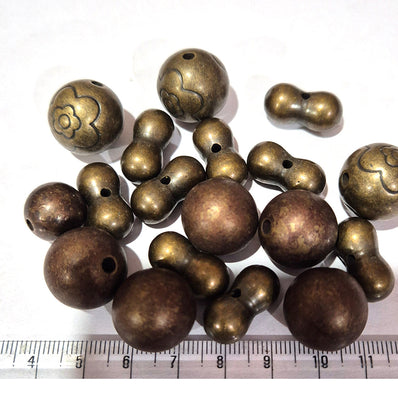 50pcs acrylic plastic antique bronze mix beads
