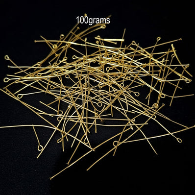 100 grams gold head and eye pin assorted size mix jewelry making pin