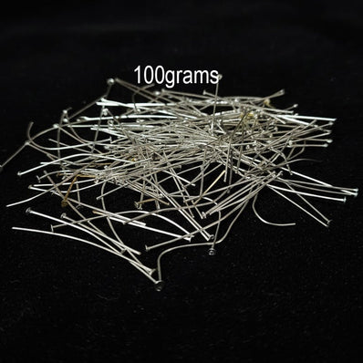 100 grams Silver head and eye pin assorted size mix jewelry making pin