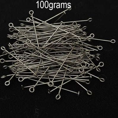 100 grams Antique silver steel tone head and eye pin assorted size mix jewelry making pin