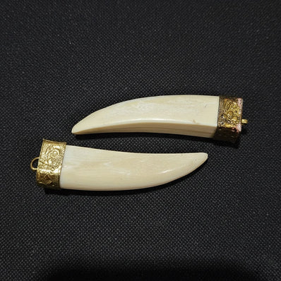 5pcs, Vintage horn tusk pendants large size, tribe pendants for jewelry making truly handmade