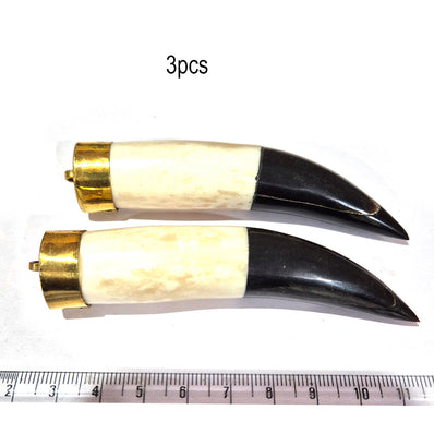 3pcs, Vintage horn tusk pendants large size, tribe pendants for jewelry making truly handmade