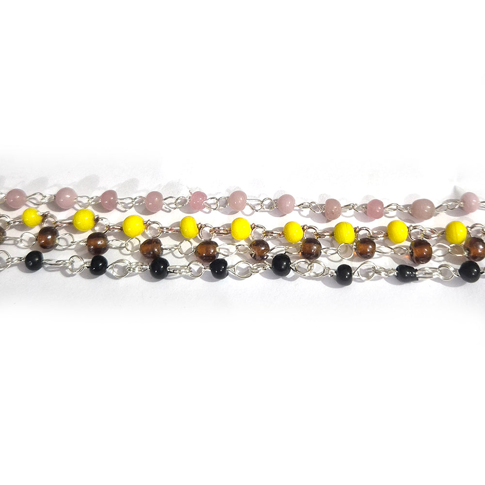 4 meters Pkg. Beaded chain 4mm beads chain mix
