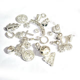 30pcs assorted silver shiny beads and charms