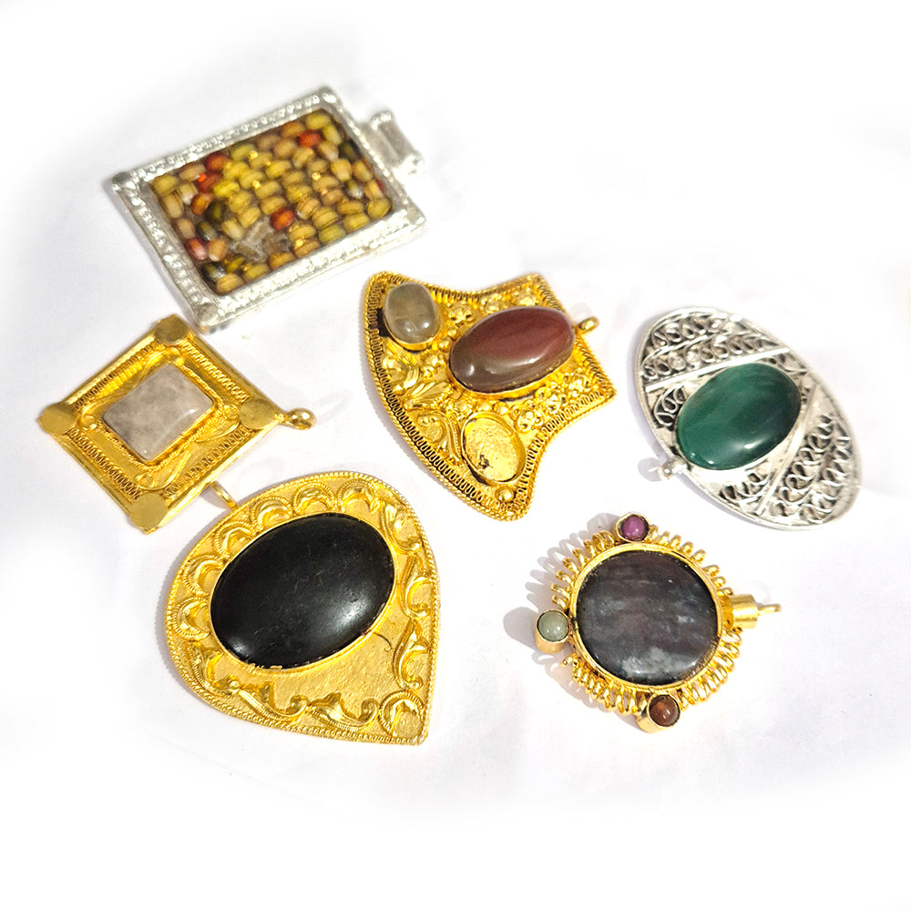 5pcs Bohemian large Pendants mix silver and gold tone