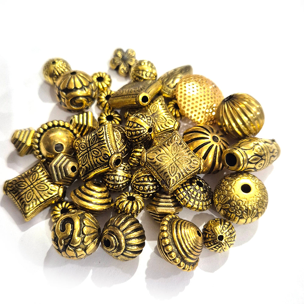 50pcs large Acrylic metallic beads gold tone