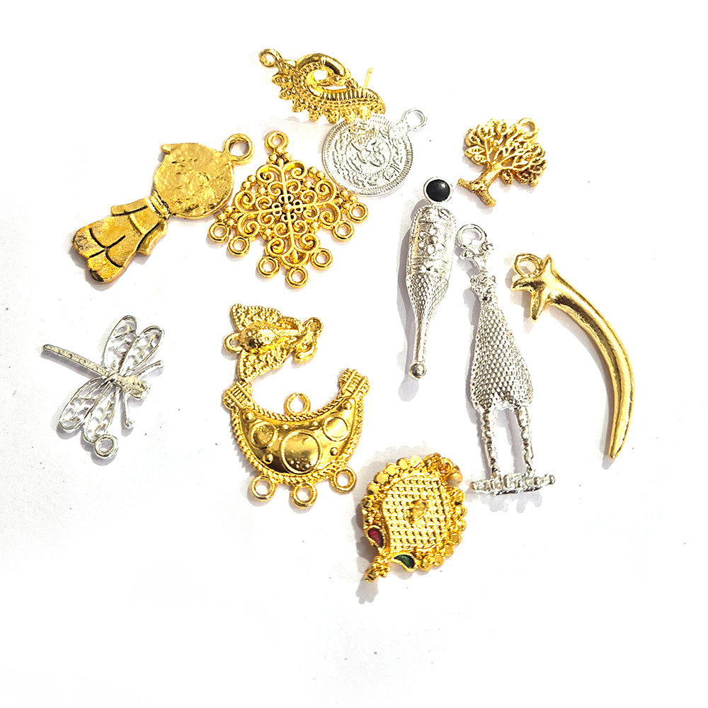 40pcs silver and gold tone charms pendants mix