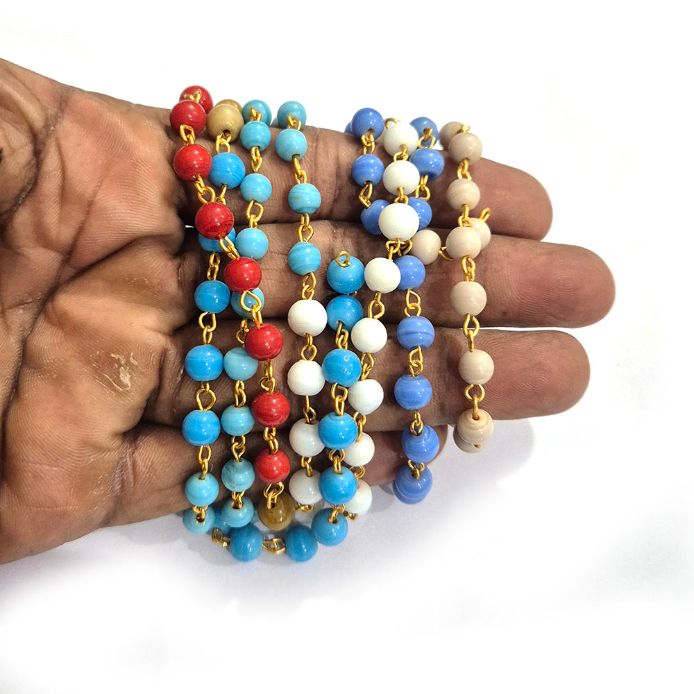 2 meters pack beaded 6mm link chain multi color