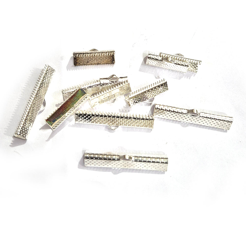 32pcs Ribbon  Crimp findings silver