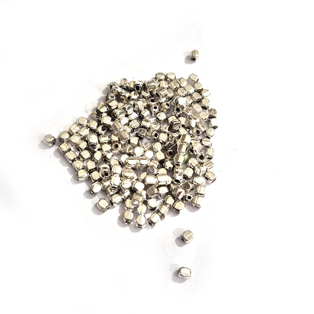 50grams pkg. metal silver cube shape spacer beads size 3mm