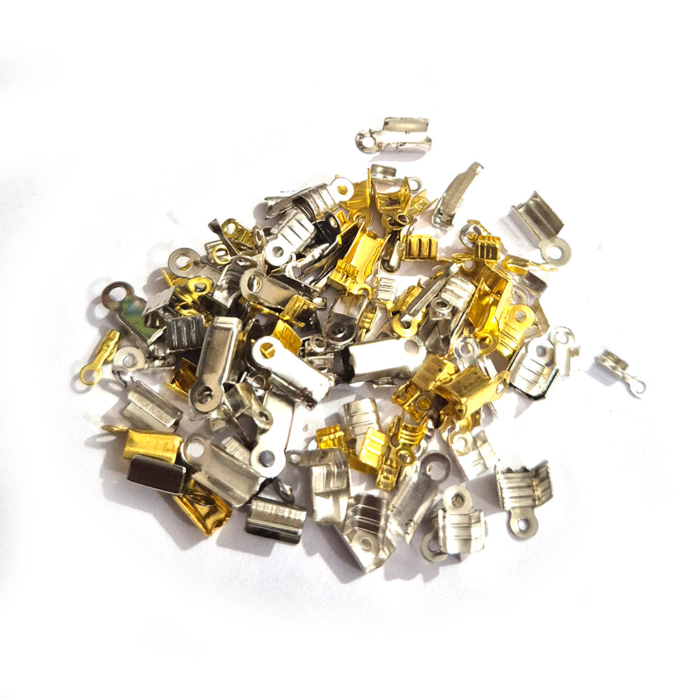 100pcs tips (cord end) crimp findings mix assortment silver and gold