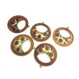 6pcs vinange boho charms pendants brown enamelled