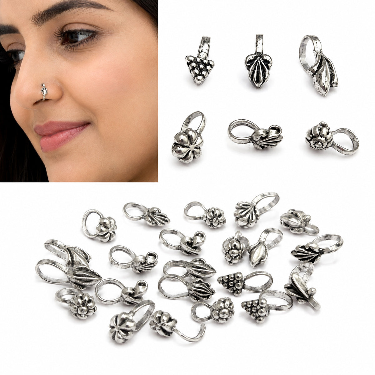 10pcs nose clip, wear without piercing ! Best quality, mix designs