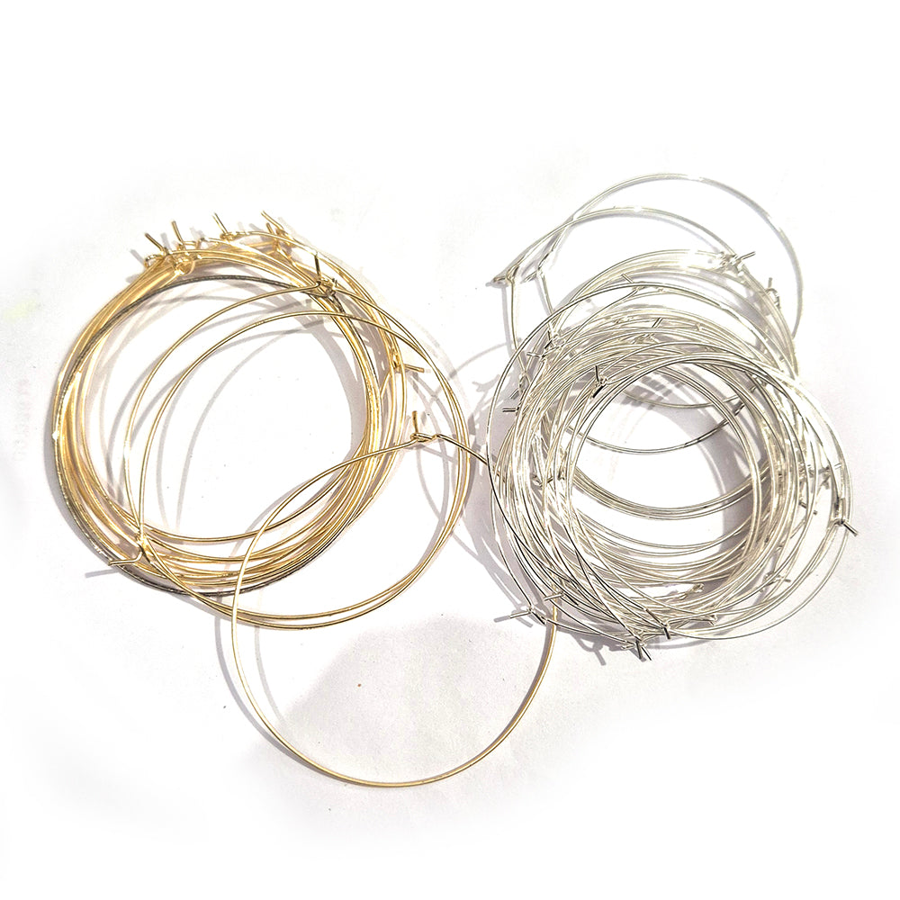 42pcs earring wire hoops findings silver and gold size about 35~40mm