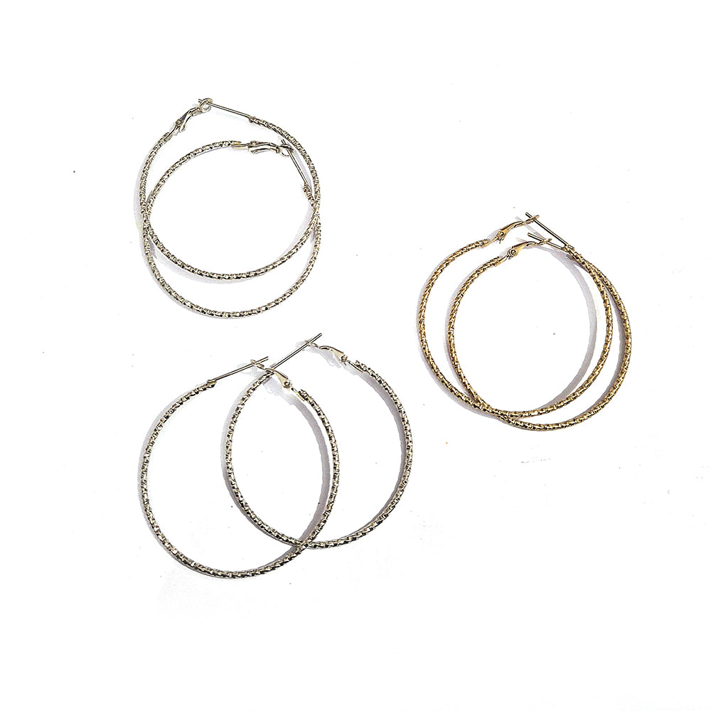 3 pairs earring Hoops large size