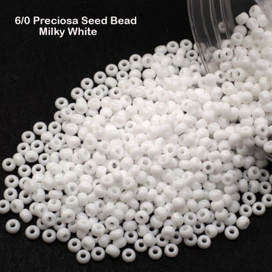 20 GRAMS PACK' 6/0 PRECIOSA MILKY WHITE OPAQUE SEED BEADS' CZECHOSLOVAKIA BEAD IMPORTED