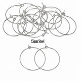 25mm Stainless Steel Hoop Earring Findings - Pack of 40 Pieces | Thin Round Hoop Wire for DIY Jewelry Making, Charms, Beads & Pearl Earrings