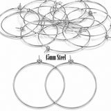 45mm Tarnish Resistant Stainless Steel Hoop Earring Findings – Pack of 40 Pieces | Thin Round Hoops for DIY Jewelry Making, Charms, Beads, Pearl & Pendant Earrings