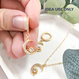 5 PIECES PACK' CRESCENT MOON CZ GOLD CHARMS