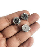 1 PAIR PACK' 12 MM APPROX' NICKEL POLISHED' STONE STUDDED ZIRCONIA STYLE EAR STUDS