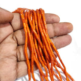 SYNTHETIC CORAL BEADS' 2 LINES PACK' OF 16 INCHES' 3X6 MM APPROX' USED IN MAKING DIY TRADITIONAL BOHO ACCESSORIES AND JEWELLERY MAKING