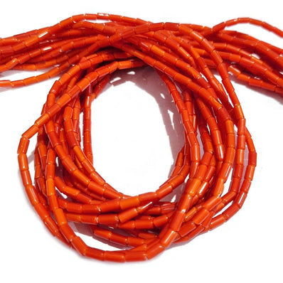 SYNTHETIC CORAL BEADS' 2 LINES PACK' OF 16 INCHES' 3X6 MM APPROX' USED IN MAKING DIY TRADITIONAL BOHO ACCESSORIES AND JEWELLERY MAKING