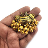 1 PIECE PACK' 41x30 MM (PENDANT SIZE) MM EXCLUSIVE GOLD OXIDIZED TABEEZ PENDANT WITH GHUNGRU ADORMENT