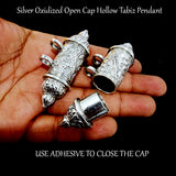 1 PIECE PACK' 63x26 MM' OPEN CAP SILVER OXDIZED HOLLOW TABIZ CHARMS