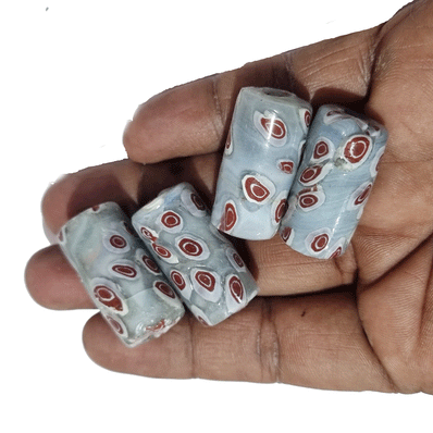 10/Pcs Pkg. Vintage Millefiori Trade Beads 17x32 Milimeter Size Base Tube Shape